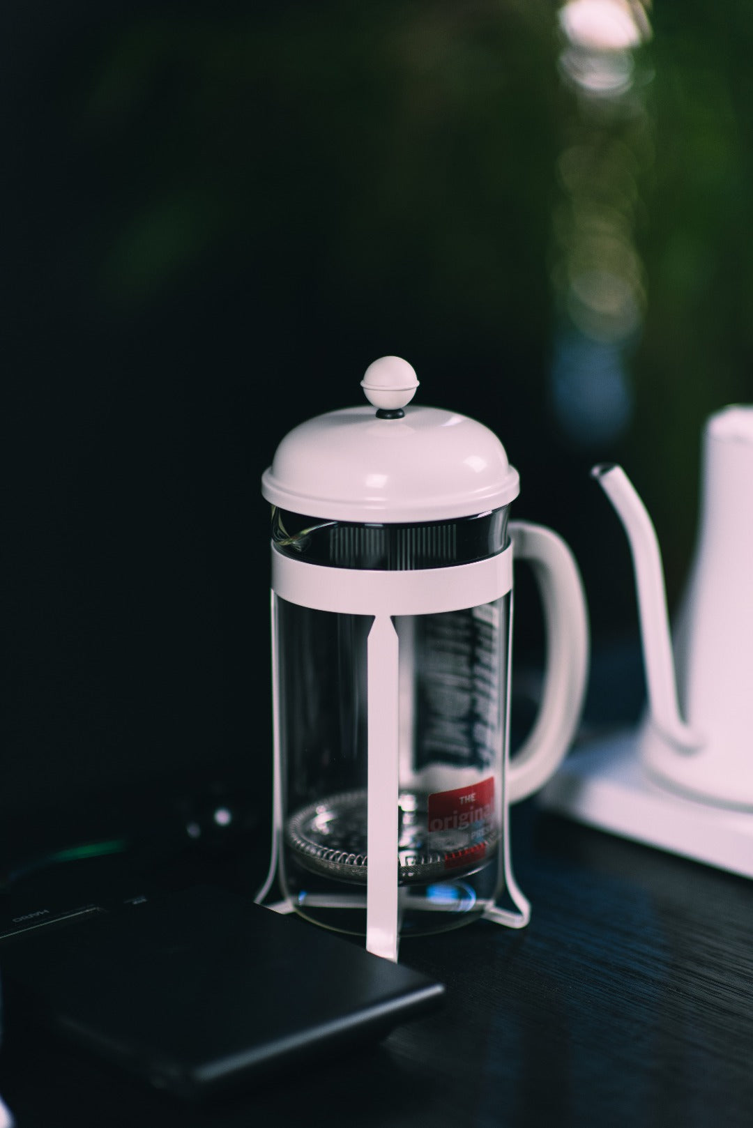 Ceramic French Press Coffee Maker + Grounds Canister